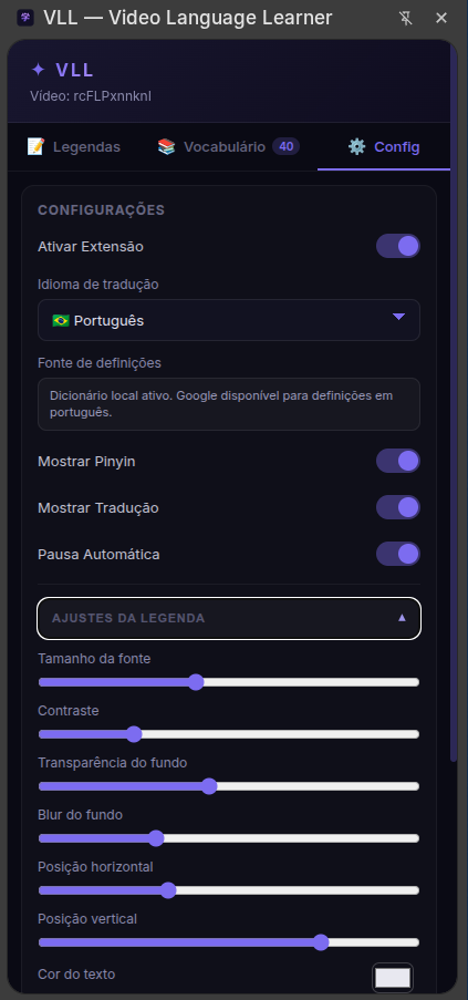 Aba de Configurações Click